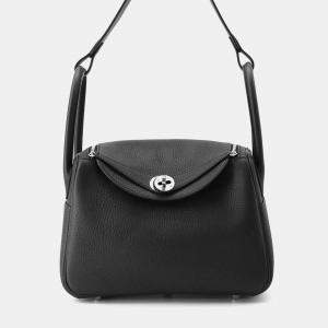 Hermes Black Taurillon Clemence Lindy 26 Shoulder Bag