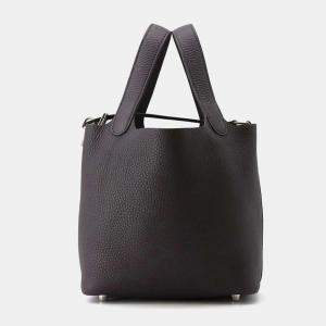 Hermes Noir Taurillon Clemence Picotin Lock PM Bucket Bag