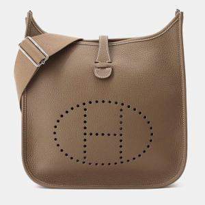 Hermes Etoupe Taurillon Clemence Evelyne 29 Shoulder Bag