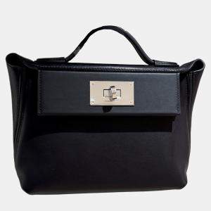 Hermes Mini 2424 Black Silver Hardware Swift Leather