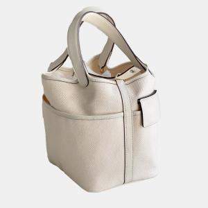  Hermes White Canvas Picotin 18 Cargo Handbag