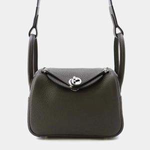 Hermes Dark Bronze Taurillon Clemence Leather Lindy Mini Shoulder Bag