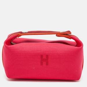 Pre Owned Hermes Hibiscus Canvas Small Bride-a-Brac Pouch