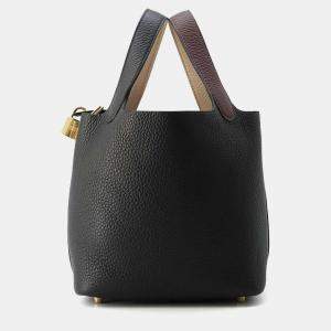Hermes Black, Macassar & Beige Marfa Taurillon Clemence Leather Picotin Lock 18 Bag