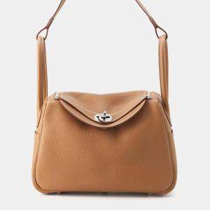 Hermes Gold Taurillon Clemence Leather Lindy 26 Bag