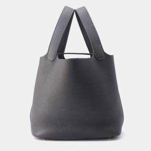Hermes Ardoise Taurillon Clemence Leather Picotin Lock 22 Bag