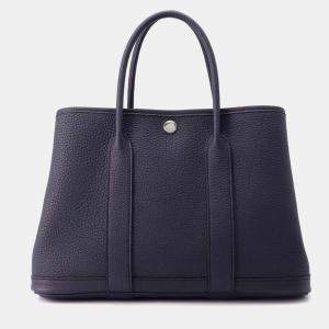 Hermes Blue Indigo Negonda Leather Garden Party TPM Tote Bag