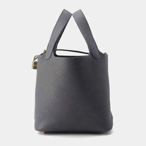 Hermes Ardoise Taurillon Clemence Leather Picotin Lock 18 Bag