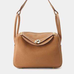 Hermes Gold Taurillon Clemence Lindy 26 Shoulder Bag