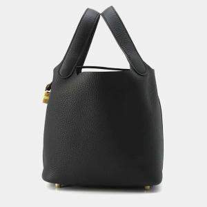 Hermes Black Taurillon Clemence Picotin Lock 18 Bag