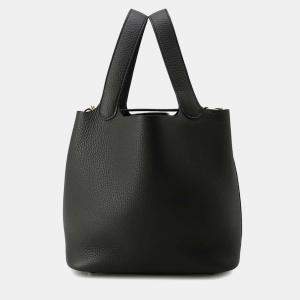 Hermes Taurillon Clemence Picotin Lock Black MM Shoulder Bag