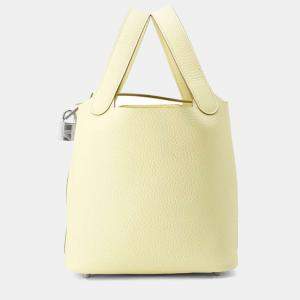 Hermes Jaune Taurillon Clemence Picotin Lock PM Handbag