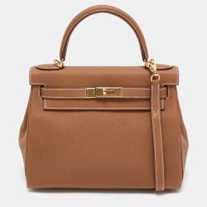 Hermès Gold Togo Leather Gold Finish Kelly Retourne 28 Bag