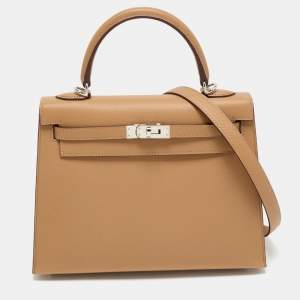 Hermès Biscuit Epsom Leather Palladium Finish Kelly Sellier 25 Bag