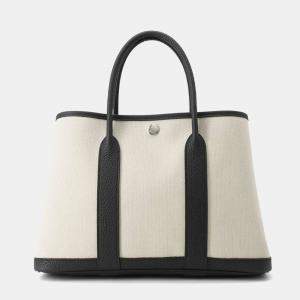 Hermes Beige/Black Toile H and Negonda Leather 30 Garden Party Tote Bag