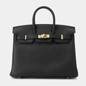 Hermes Black Togo Leather Birkin 25 Tote Bag