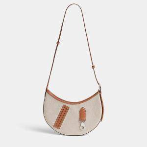 Hermes Ecru Beige Gold Sac P'tit Arcon Toile & Cuir Bag