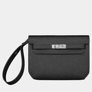 Hermes Noir Kelly Depeches 25 Pouch Bag