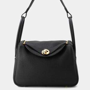 Hermès Black Taurillon Clemence Lindy 26