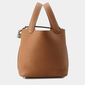 Hermes Gold Taurillon Clemence Picotin Lock Bag 18