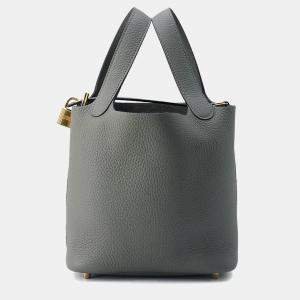 Hermes Gris Meyer Taurillon Clemence Picotin Lock Bag 18