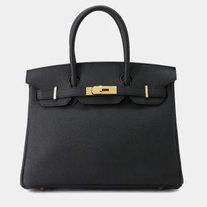 Hermes Birkin 30 Black Togo Leather Top Handle Bag
