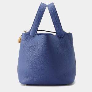 Hermes Picotin Lock Blue Tie Taurillon Clemence Bag 18