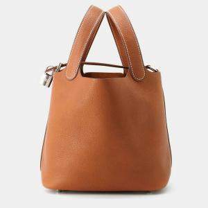 Hermes Picotin Lock Fauve Barenia Leather Fauve Size Pm