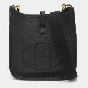 Hermès Noir Taurillon Clemence Leather Evelyne TPM Bag