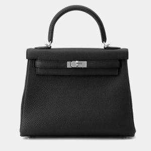 Hermes Kelly Retourne 25 Black Togo Leather Bag