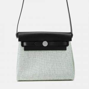 Hermès Herbag Zip Black/Ecru/Vert Moyen Toile Military Vache Hunter Leather Mini Hand Bag