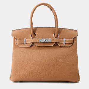 Pre Owned Hermes Birkin 30 Gold Togo Leather Tote Bag