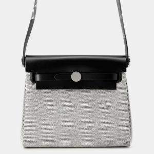Hermes Herbag Zip Size Mini Black/Ecru Toile Military Vache Hunter Leather Bag 