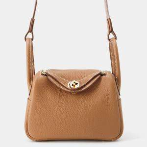Hermes Lindy Mini Gold Taurillon Clemence Bag 