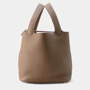 Hermes Picotin Lock 22 Etoupe Taurillon Clemence Bucket Bag