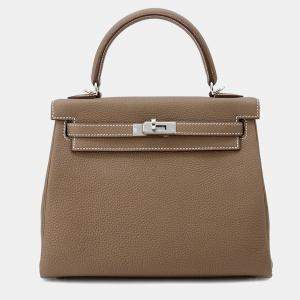 Hermes Kelly Retourne 25 Etoupe Togo Leather Handbag