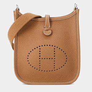 Pre Owned Hermes Evelyne Long TPM Gold Taurillon Clemence Crossbody Bag