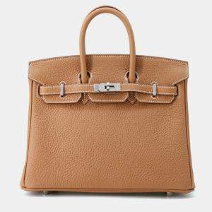 Pre Owned Hermes Birkin 25 Gold Togo Leather Tote Bag