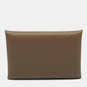 Hermès Etoupe Epsom Leather Calvi Card Holder