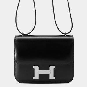 Pre Owned Hermes Constance Mini Black Box Calf Leather Shoulder Bag