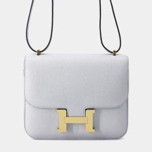 Pre Owned Hermes Constance Mini Bleu Glacier Epsom Leather Shoulder Bag