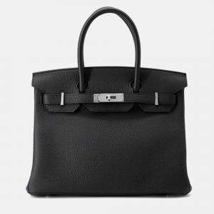 Pre Owned Hermes Birkin 30 Black Togo Leather Handbag