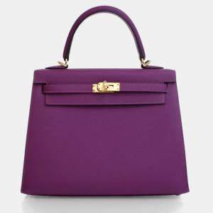 Pre Owned Hermes Sellier Kelly 25 Anemone Epsom Handbag