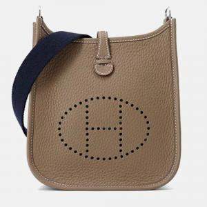 Hermes Evelyne Long TPM  Etoupe/Blue Indigo Taurillon Clemence Bag