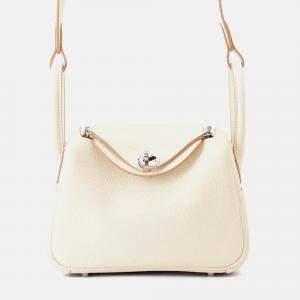 Hermes Lindy Mini Craie Taurillon Clemence Bag