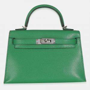 Pre Owned Hermes Chamkila Chevre Bamboo Mini Sellier Kelly 20 II 