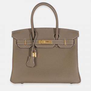 Pre Owned Hermes Etoupe Togo Birkin 30 GHW
