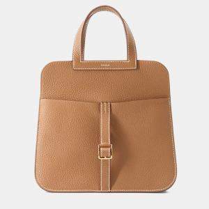 Pre Owned Hermes Halzan Gold Taurillon Clemence Handbag 25
