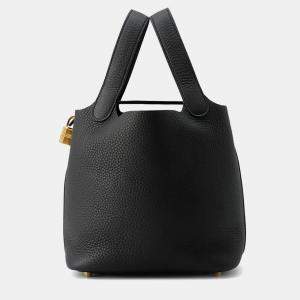 Pre Owned Hermes Picotin Lock 18 Black Taurillon Clemence Tote 