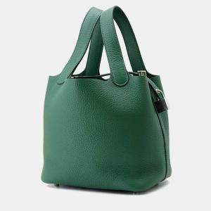 Pre Owned Hermes Picotin Padlock 18 Vert Moyen Taurillon Clemence Tote